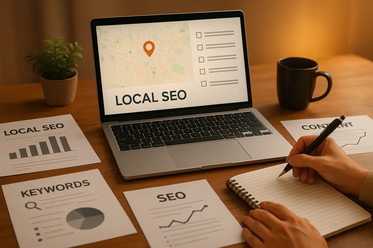 Content strategist working on local SEO content strategy for Tehran-based business