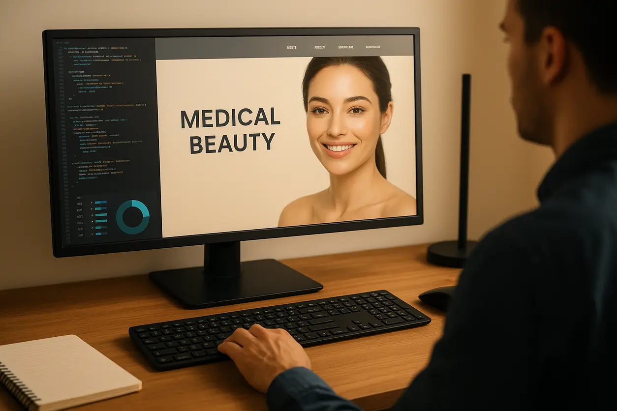 Web developer ensuring security and performance of a medical beauty clinic website