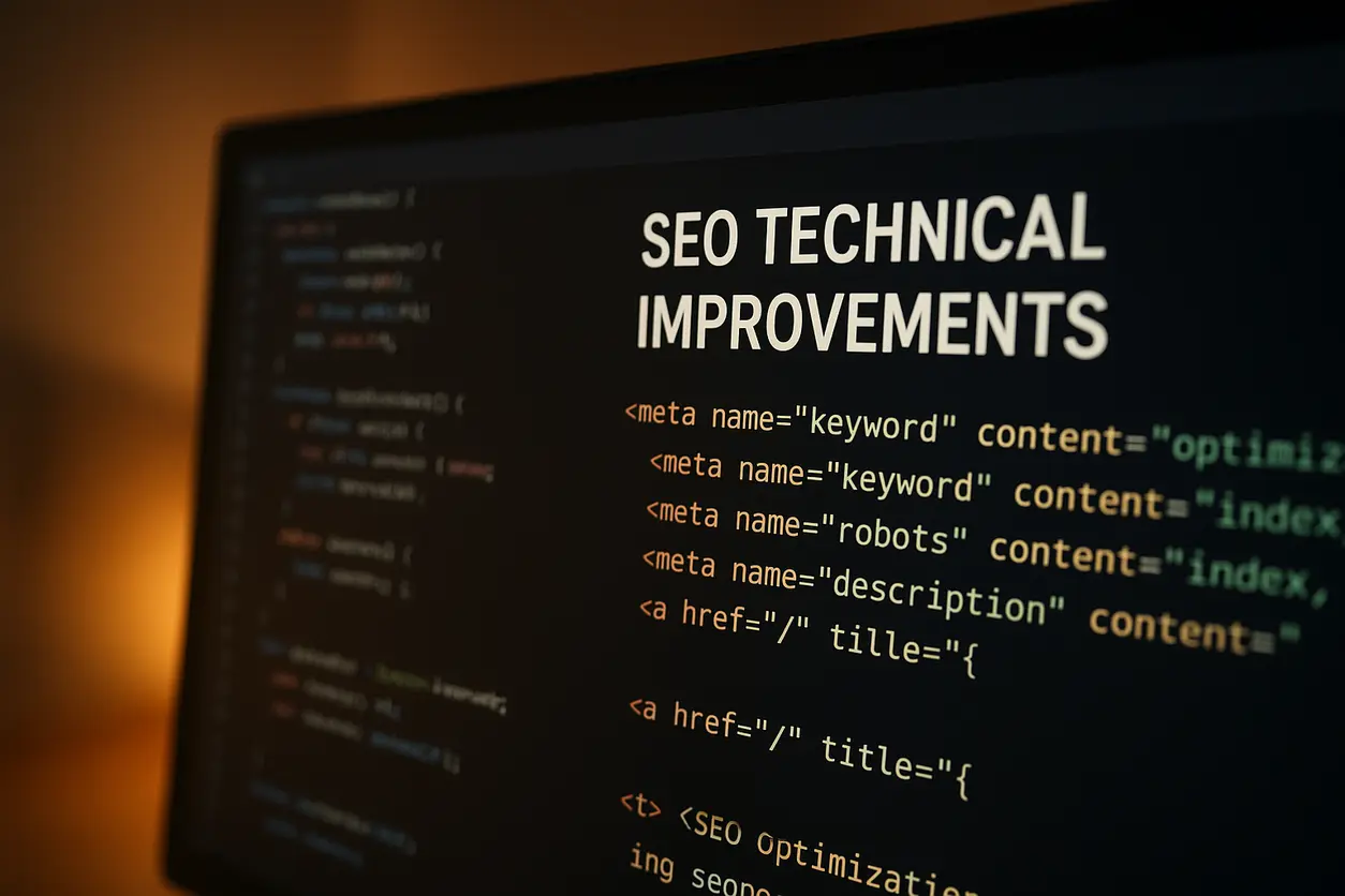 Developer optimizing website source code for better technical SEO performance