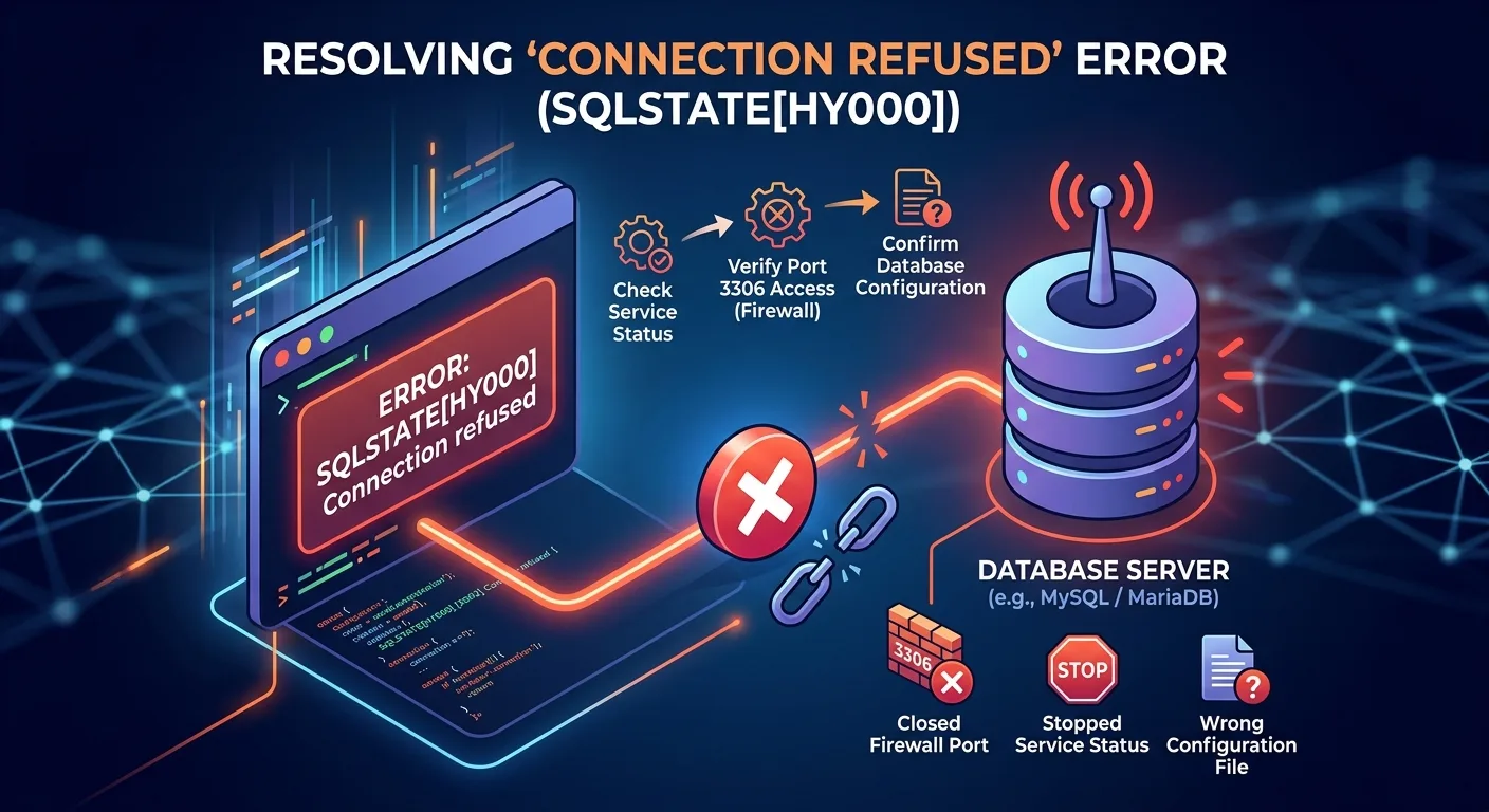 رفع خطای SQLSTATE[HY000] [2002] Connection refused | راهنمای کامل ۱۴۰۵