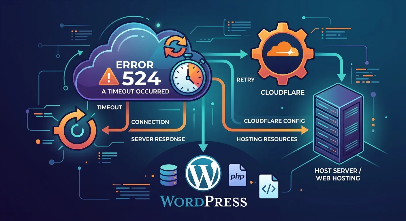 آموزش رفع خطای Error 524 Cloudflare در وردپرس و هاست؛ راهنمای کامل ۲۰۲۶