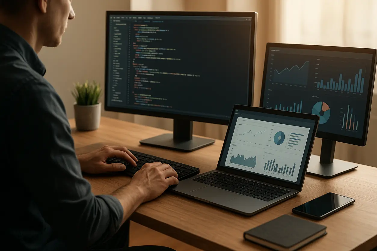 Illustration of White Hat SEO versus Black Hat SEO techniques on computer screens